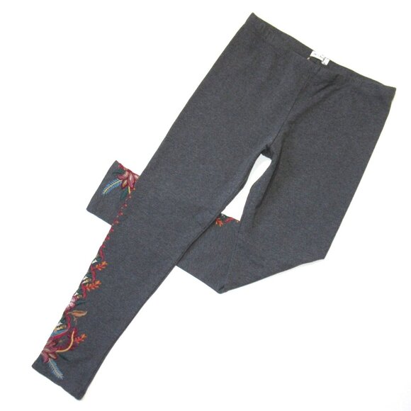 NWT Johnny Was Aivita Legging in Charcoal Gray Embroidered...